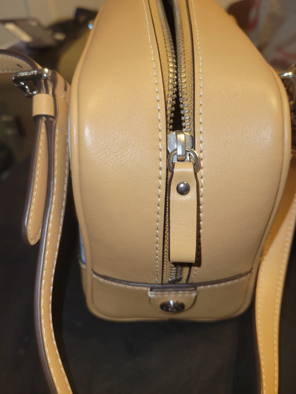 LRL Floral Canvas and Tan Leather Satchel